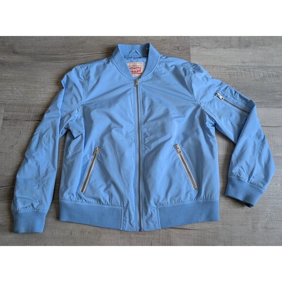 Levis Jacket Women's Sz XL Light Blue Melanie Flight Bomber Full Zip - Picture 1 of 11